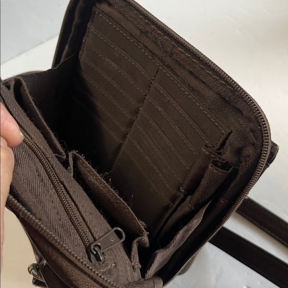 Vintage FOSSIL Y2K brown leather organizer crossbody - Picture 9 of 11